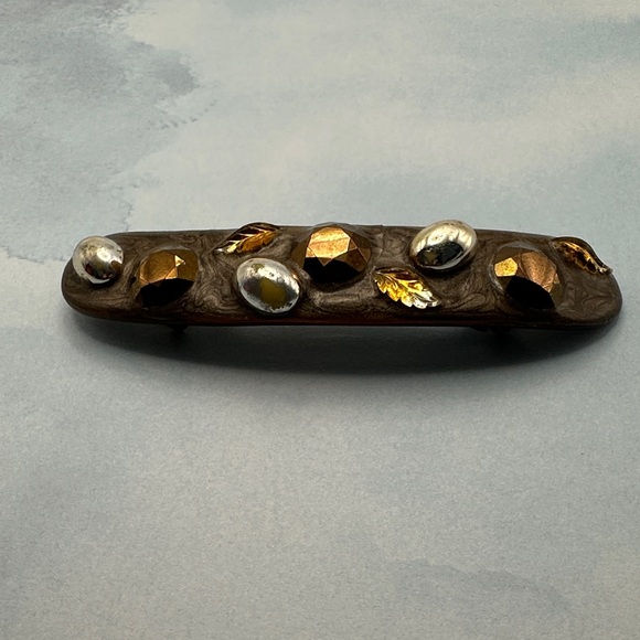Vintage Neiman Marcus Gold, Silver Hair Barrette. main image 7